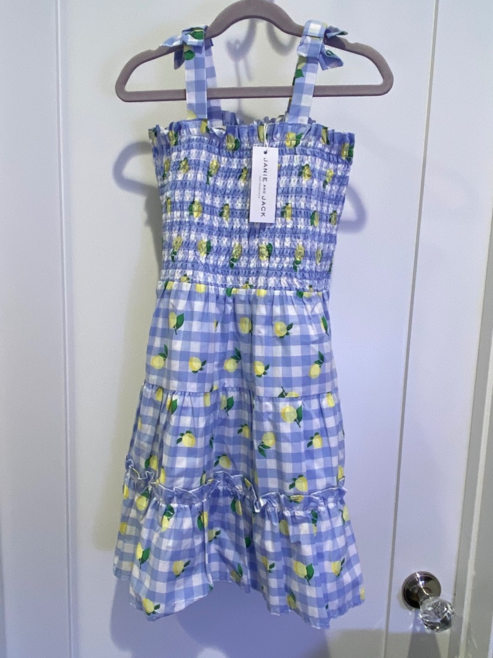 Janie and Jack Blue Smocked Lemon Dress - NWT
